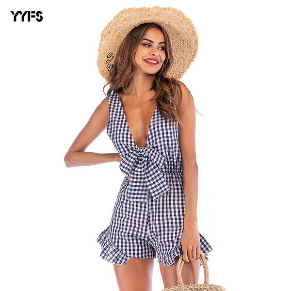 

womens designer casual strappy plaid plus size romper summer romper, Gray