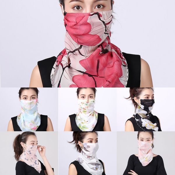 

rs4um ice scarf triangle sunscreen scarf printing riding half face mask balaclavas breathable bandana multifunctional mask magic silk, Black