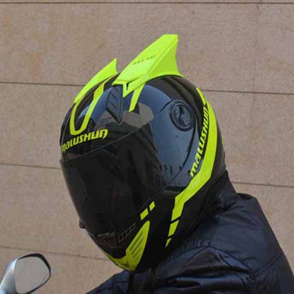 

личность дизайн анти туман козырек мужчины и женщины прохладный шлем анфас мотоциклетный шлем черный с желтой кукурузой