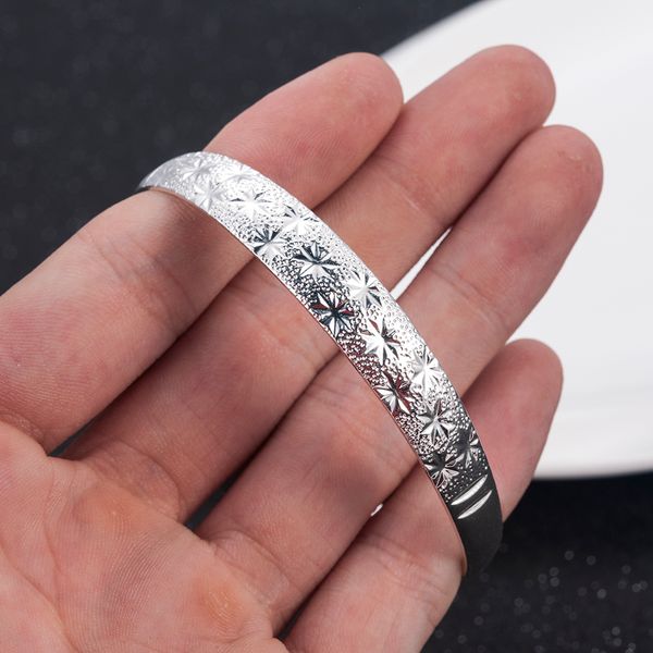 

women silver star chain bangle cuff charm bracelet fashion jewelry gifts luxury designer bracelet for ladies stretch jewelry, White
