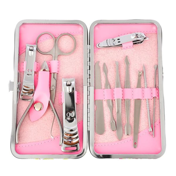 

12pcs stainless steel manicure nail art set accessories scissor cuticle ear pick nail clipper kit care tool manicure set