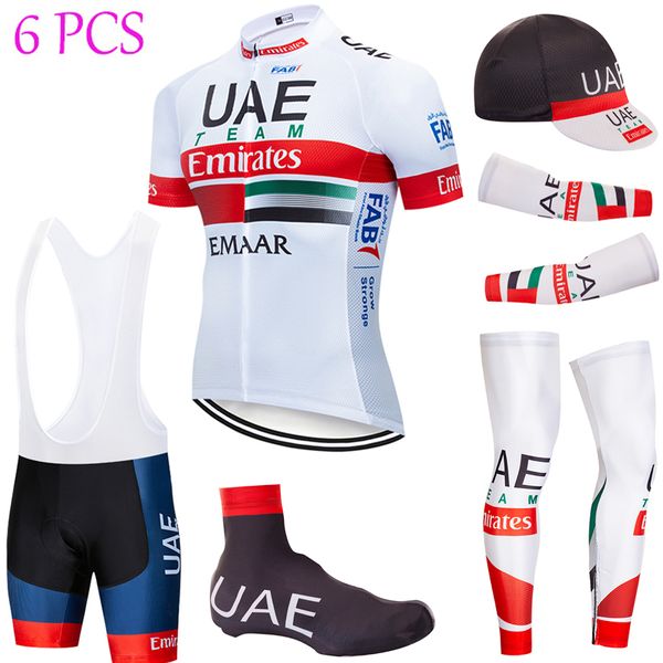 

6pcs full set team 2020 uae cycling jersey 20d bike shorts set ropa ciclismo summer quick dry pro bicycling maillot bottoms wear, Black;red