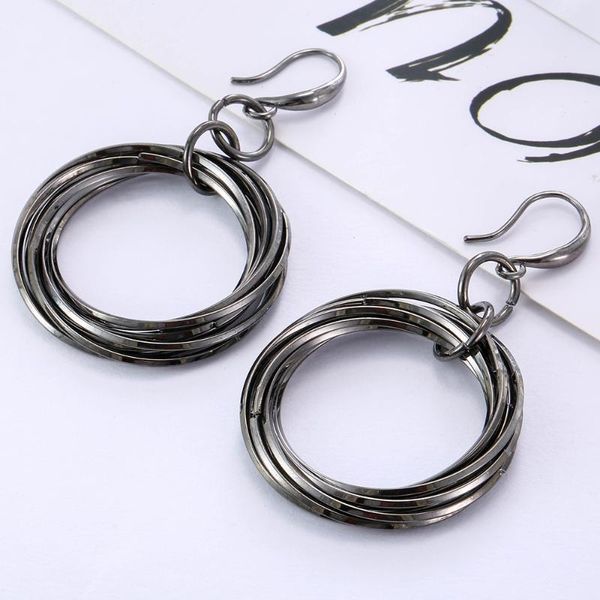 

gold silver multi circles drop earrings for women gun black round twisted earrings new fashion jewelry party accessories gifts
