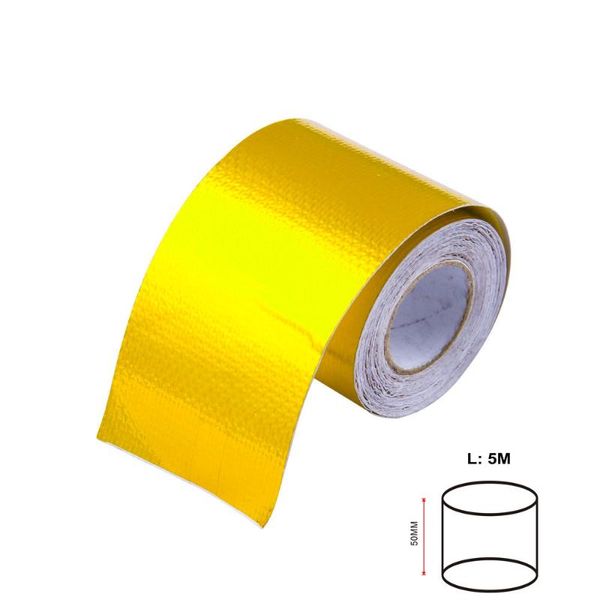

fifan-a gold 2'' thermal exhaust tape air intake heat insulation shield wrap reflective heat barrier self adhesive engine 2 inch