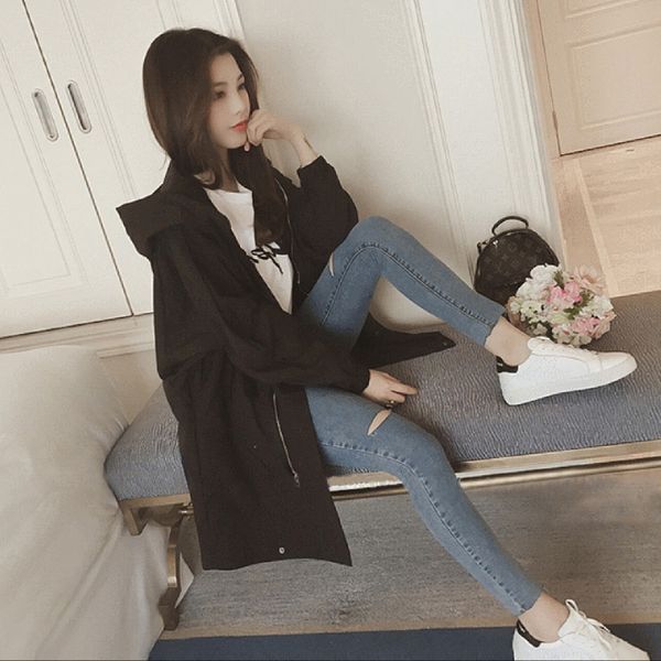 

droppshiping женщин повседневный водонепроницаемый миди длины с капюшоном траншеи пальто для весны dg88, Tan;black