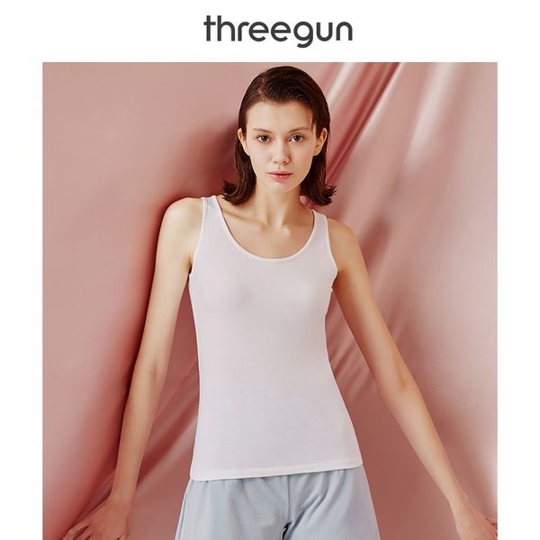 

threegun women cotton tank sheer undershirt white elastic camisole girl underwear lencero sport summer sleeveless shirt, Black;white