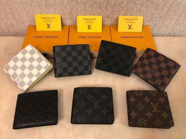 

2019 new l bag billfold plaid pattern women wallet men pure high end luxury de igner l wallet with box