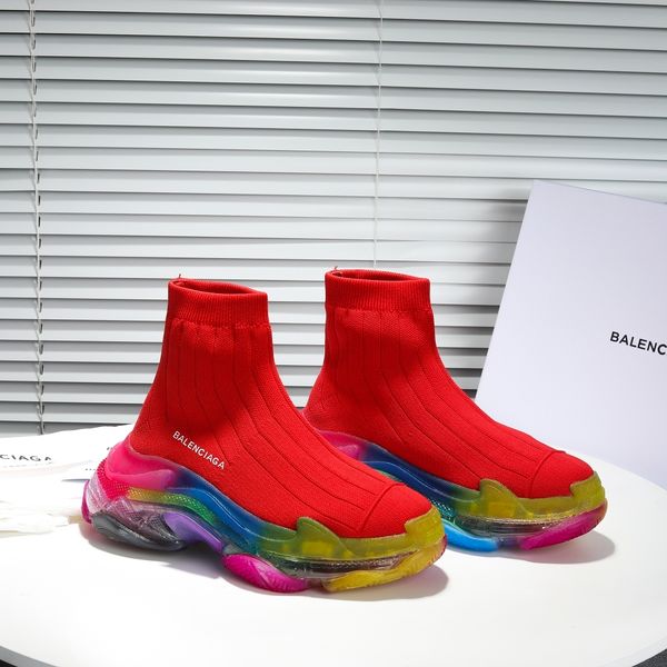 

luxury ladies men's party casual shoes jogging sneakers socks shoes triple fashiondesigner platform air cushion men and women shoes, Black