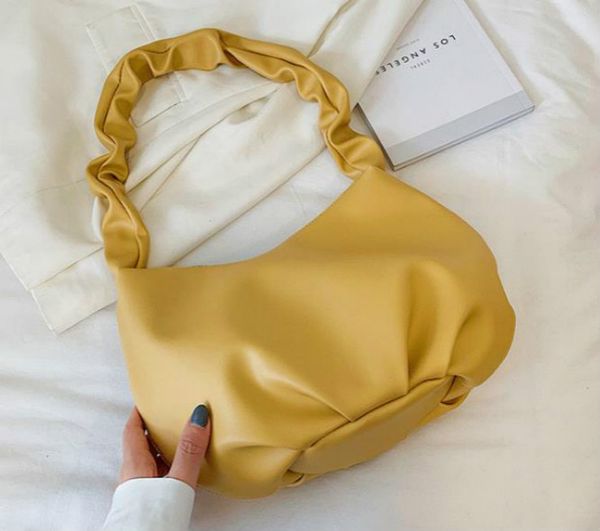 

small fresh ins fold bag soft leather large capacity 2020 popular single shoulder underarm bag drop shipping