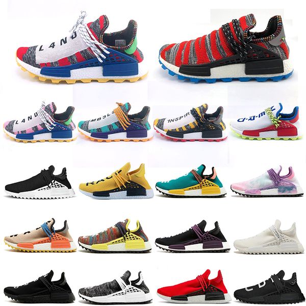 

2019 human race mens running shoes with box pharrell williams sample yellow core black sport designer shoes women outdoor shoes 36-45