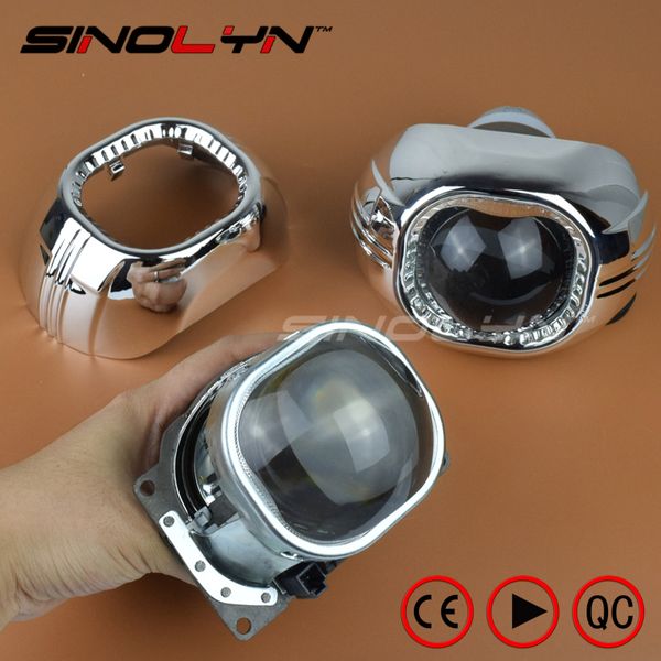 

sinolyn 3.0 inch q5 square bi-xenon lens projector hid headlight metal headlamp lenses h4,use d2s d2h bulbs car external lights