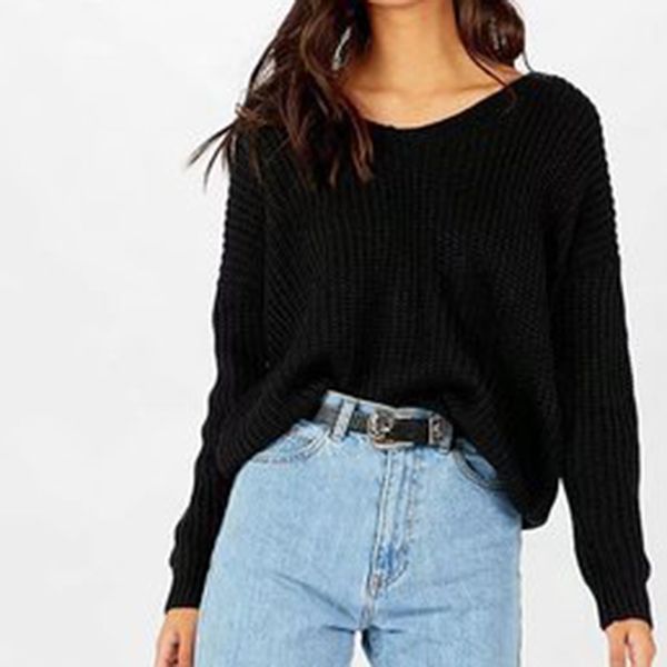 

backless knitting pullover fashion lace up autumn winter sweater women casual hollow out jumper pull femme, White;black
