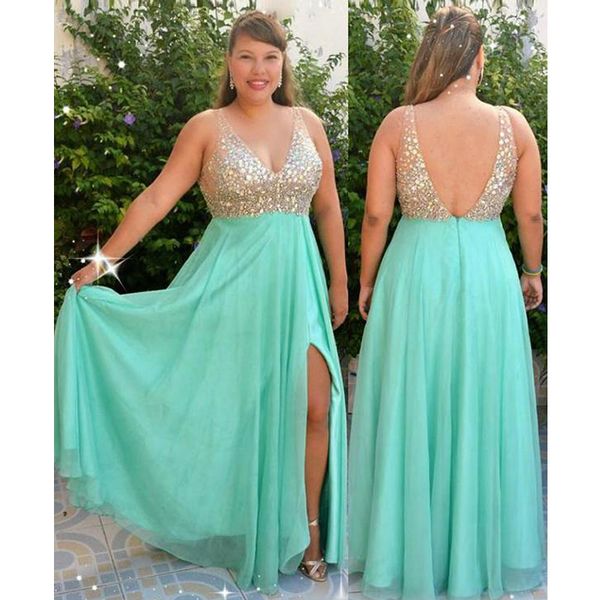 

luxury crystal mint green plus size special occasion prom evening dress v neck chiffon 2020 empire long red capart formal gowns, Black