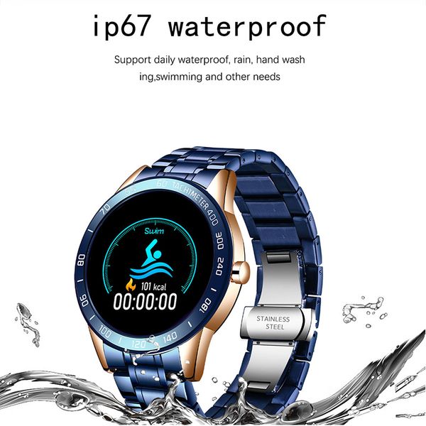 

lige stainless steel strap smart watch alloy case fashion sport watch heart rate blood pressure monitor pedometer smart bracelet