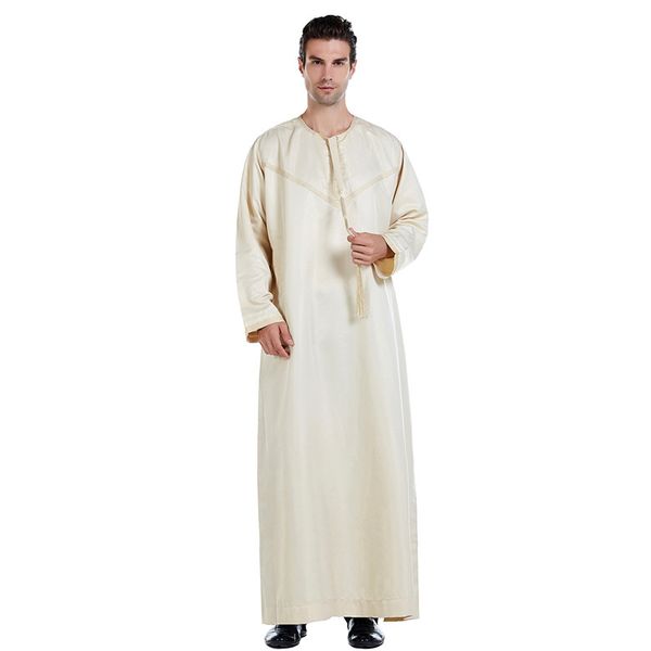 

muslim men long sleeved thobe s-3xl plus size middle east men embroidery prayer robe, Red