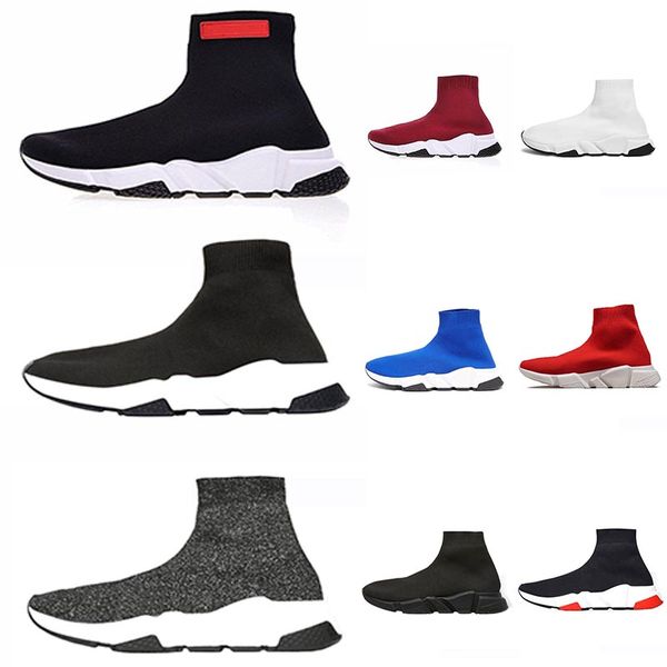 

ace brand luxury designer casual sock shoes speed trainer black red blue triple-s white fashion socks boots sneakers trainers shoes 36-45, White;red