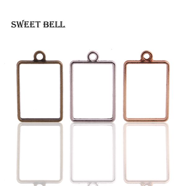 

30pcs 21*34mm alloy jewelry setting accessories rectangle hollow glue blank pendant tray bezel charms diy handmade craft 12d49, Bronze;silver