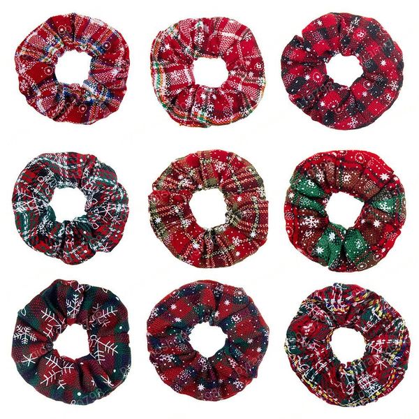 Ins Women Girls Christmas Elastic Ring Hair Ties Red Green Xmas