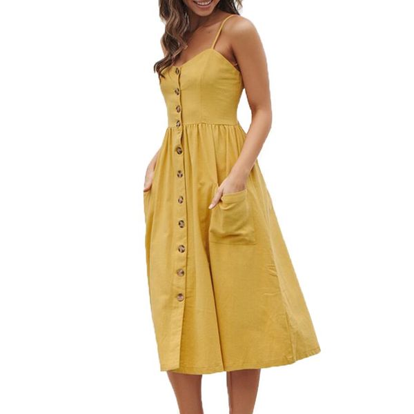 

elegant button summer women dress pocket polka dots cotton midi party dress casual female sundress ladies beach vestidos, Black;gray
