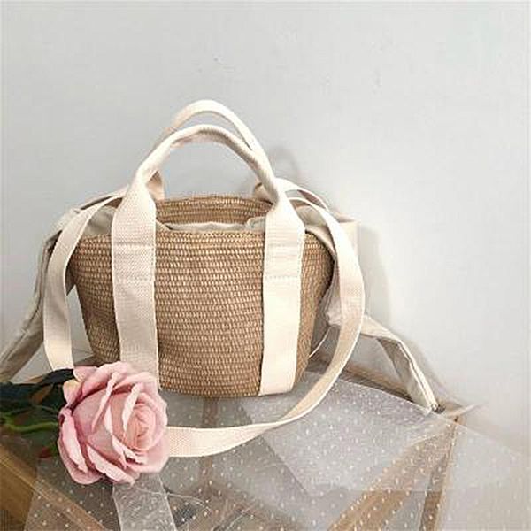 

large capacity straw handbags women bohemian beach shoulder bags casual canvas bag lady summer 2020
