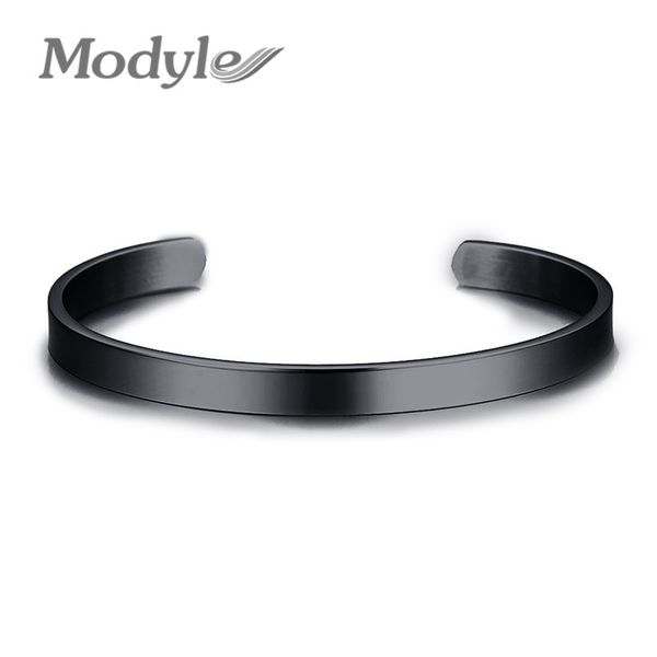 

modyle high polished mirror stainless steel cuff bangles bracelets for men woman gifts, Black