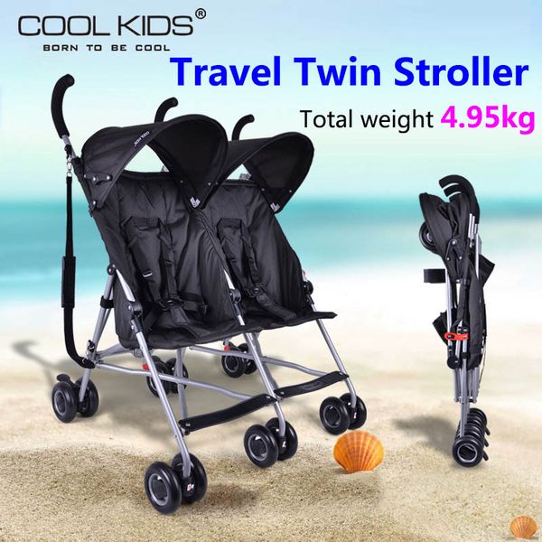 

coolkids baby double stroller portable car umbrella suspension folding child twins trolley