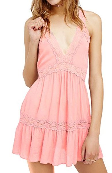 

r.vivimos women lace v neck backless casual short dresses, Black;gray