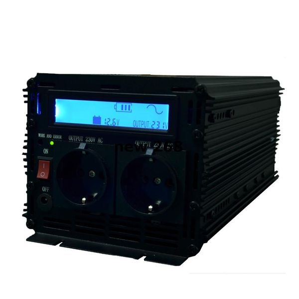 Freeshipping Inverter con display LCD ad alta efficienza inverter a onda sinusoidale pura da 12v a 220v 230v 2500w (5000wPeak) con telecomando