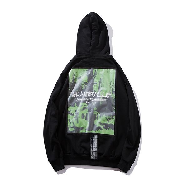 

мужская флисовая 2018 новая мода хип-хоп толстовки с капюшоном молодые толстовки с капюшоном печати high street хорошее качество oversize ti, Black