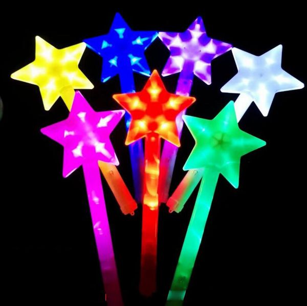 LED beş noktalı yıldız parıltı çubuğu elektronik floresan gece LED Glow oyuncak yaratıcı hediye konser sihirli değnek desteklemeli