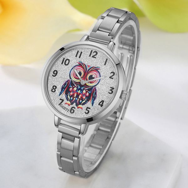

zerotime #501 new wristwatches women stainless steel belt band analog quartz round wrist watches clock unique gift ing, Slivery;brown