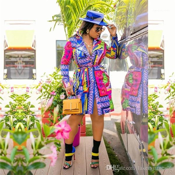 

casual shirts dresses lapel neck long sleeve floral print belt female clothing fashion style casual apparel womens autumn desinger, Black;gray