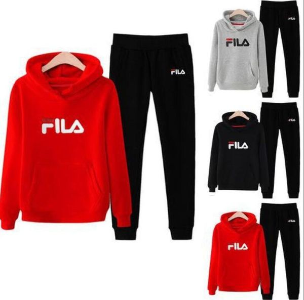 

fila fila мода женская повседневная мода осень-весна с длинными рукавами из двух частей бегун комплект дамы спортивный костюм спортивные кос, Gray