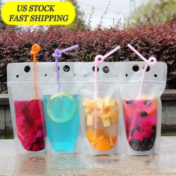 

сша stock! оптовая сок молоко жидкого мешок с соломой вертикальной печатью drink сумки очистить пейте чехлы для партии посуды