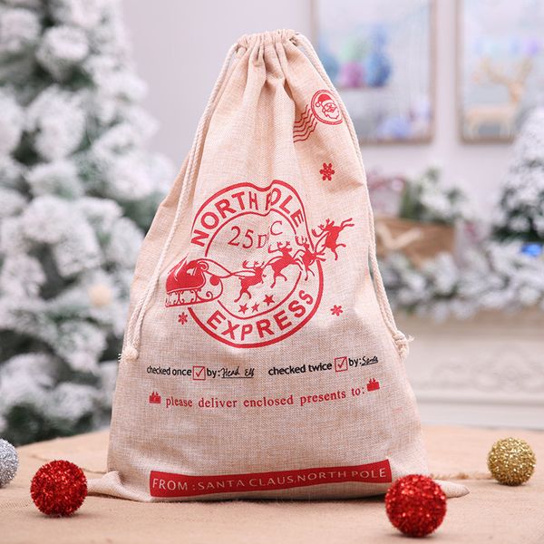 

navidad santa bags with drawstring christmas gift large hessian burlap christmas candy dragee santa sacks new year 2020 gift