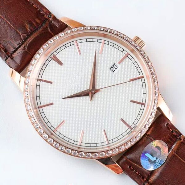 

mens watches luxury desingner eta 2824 mechanical automatic watch sapphire roma dial diamond 41mm 316l steel leather strap diamond watch, Slivery;brown