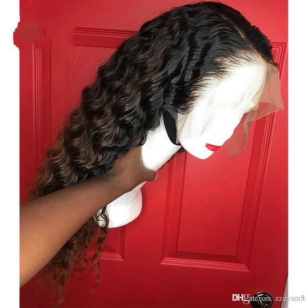 

24 дюймов вьющиеся 13 * 6 бразильский парик фронта шнурка человеческих волос с ребенком парик фронта шнурка волос парик волос remy предварит, Black