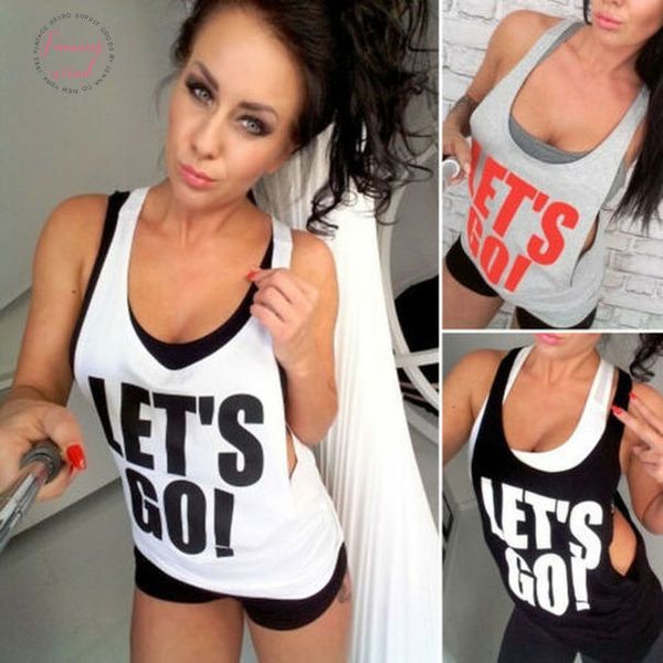

2020 women workout vest camis fitness running gym loose sports letter sleeveless casual activewear jogging tank top, White