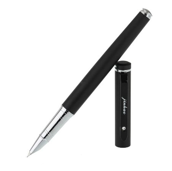 

jinhao extra fine fountain pen black 0.38mm hooded nib financial pens metal student writing stationery school office supplies