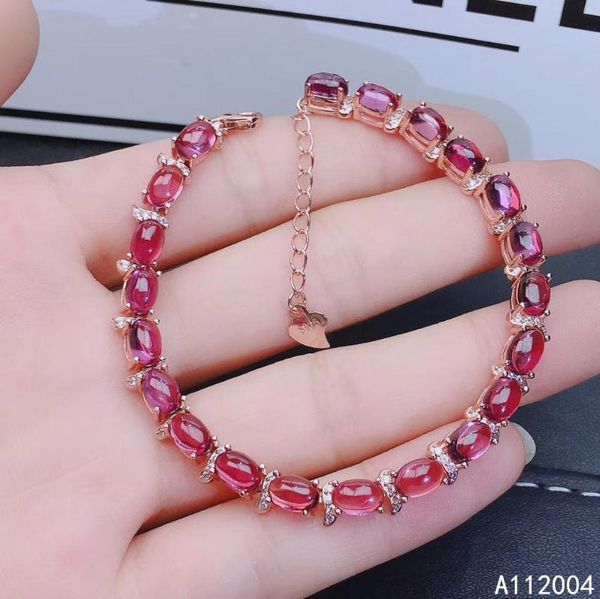 

kjjeaxcmy fine jewelry 925 sterling silver inlaid garnet women hand bracelet noble support detection, Golden;silver