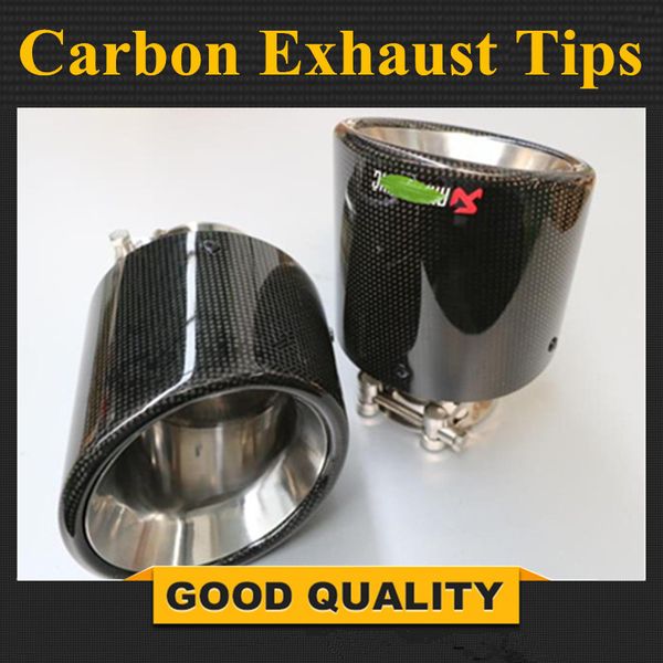

car styling 1pcs muffler inlet48-80mm outlet 114mm glossy carbon fiber m-uffler universal pipe tip tailtip akrapovic exhaust tip