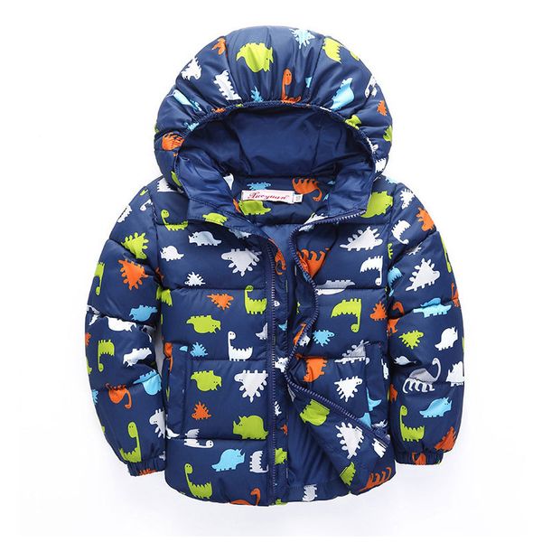 

winter children coat autumn kids jacket boys cartoon dinosaur outerwear baby boys clothes lightweight down cotton clothing, Blue;gray