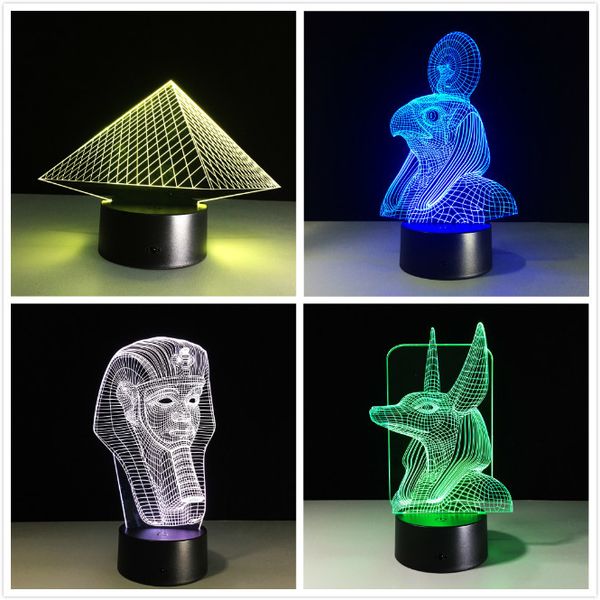 

ancient egypt anubis 3d lamp led night light illusion 7 colors changed xmas toy gift usb light friends gift home decor drop ship