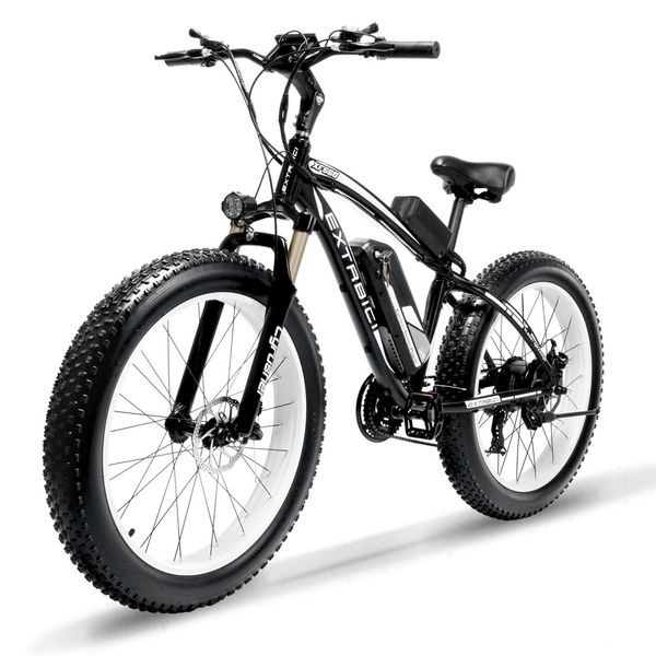 

Cyru her xf660 1000w electric bike with remote control locker adju table handlebar fat tire e bike 21 peed electric bicycle