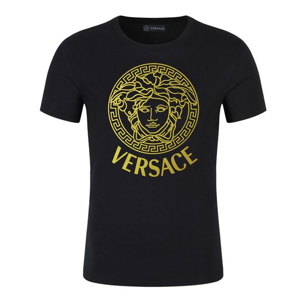 

2019 men's and women's design t-shirt summer crane versace print design hip hop fashion men's short sleeve t-shirt s-5xl, White;black