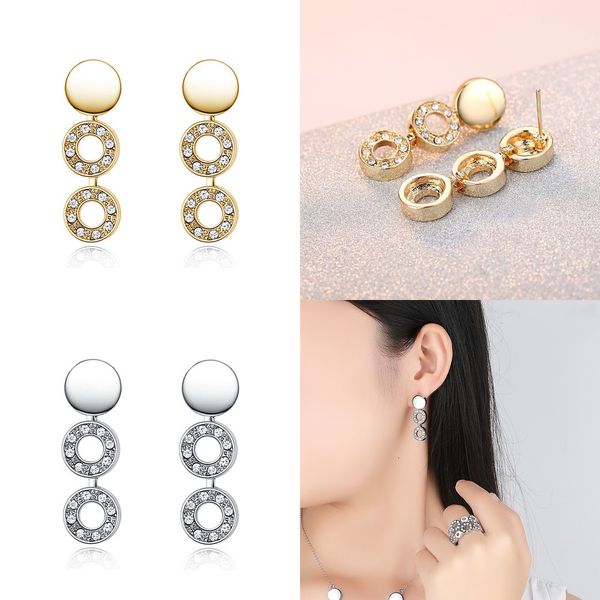 

ornaments fully-jewelled crystal circle ear nail designer stud christmas channel women earrings, Silver