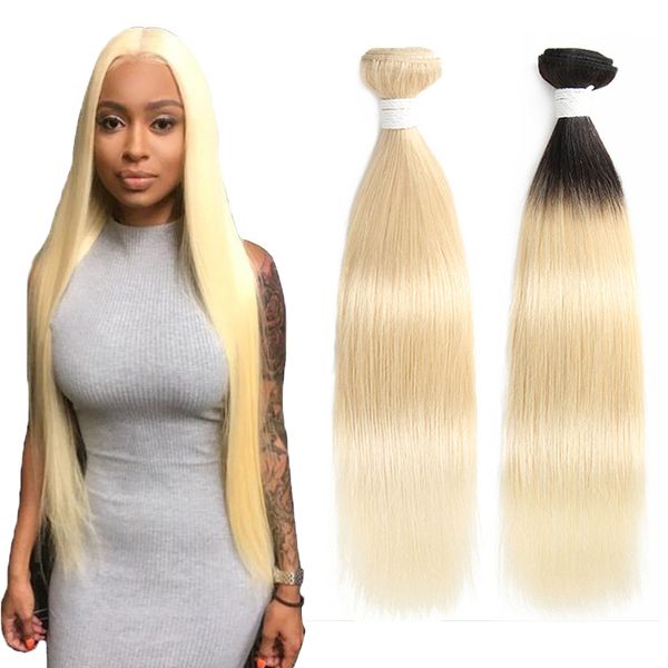 

brazilian virgin hair weave bundles 613 blonde 1b black 100% ombre human hair extensions 1pcs/lot straight body wave bundles double wefts