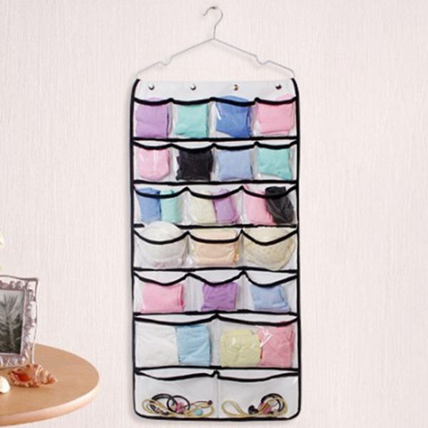 

hanging closet dual-sided organizers 42 pockets for storage bras underwear clothes stockings socks