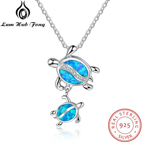 

blue opal stone pendants 925 sterling silver jewelry trendy fine jewelry family tortoise valentine's day for parent-child