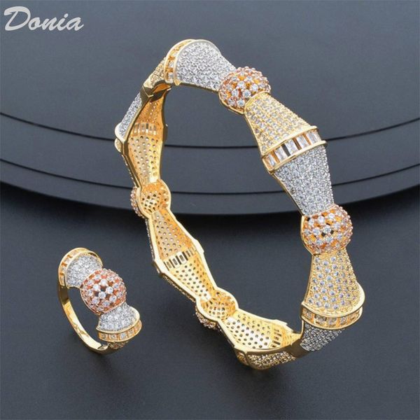

donia jewelry party european and american fashion exaggeration classic animal micro inlay zirconia bracelet ring set women's bracelet r, Silver